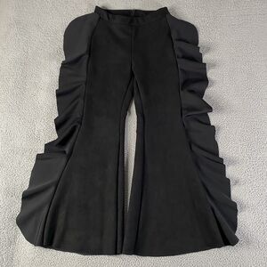 CQ by CQ Flare Pants Women XL 28x32 Black Ruffle Bootcut Western Festival Goth